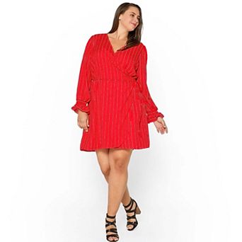 Plus Size Smocked Bell Sleeve Wrap Dress