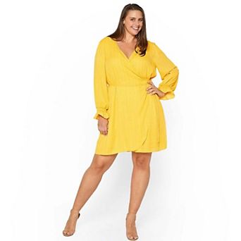 Plus Size Smocked Bell Sleeve Wrap Dress
