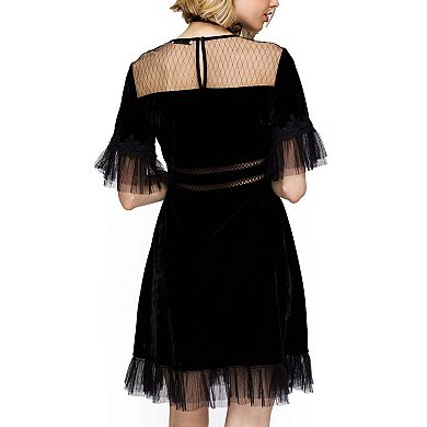 Mesh Contrast Velvet Dress