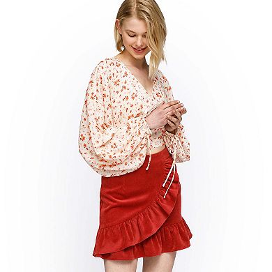 Floral Wrap Front Crop Blouse