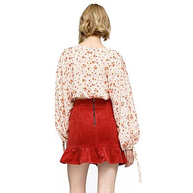 Floral Wrap Front Crop Blouse