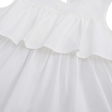 Girl's 2 Piece Outfits Sleeveless Tiered Ruffle Blouse Top and Shorts Set Summer Clothing Set