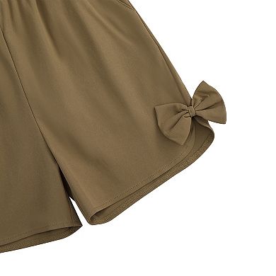 Girl's 2 Piece Outfits Sleeveless Tiered Ruffle Blouse Top and Shorts Set Summer Clothing Set