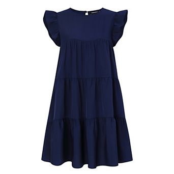Maternity Dresses Casual Babydoll Dress Ruffle Short Sleeve A-Line Flowy Tiered Tunic Mini Dress