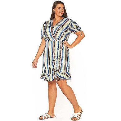 Plus Size Multi Color Ruched Dress