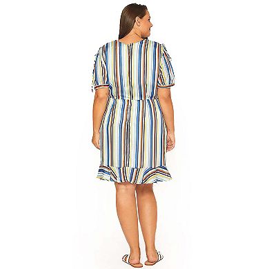 Plus Size Multi Color Ruched Dress