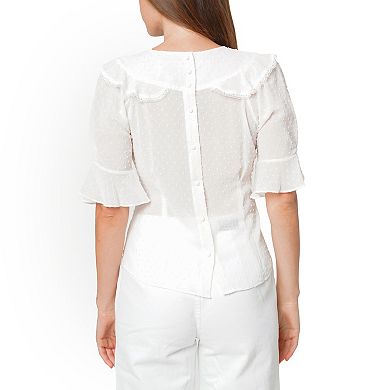 Swiss Dot Ruffle Sleeve Top