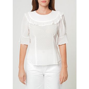Swiss Dot Ruffle Sleeve Top