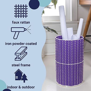 Harper Modern 4.13-gallon 2-tone Faux Wicker Cylinder Waste Basket