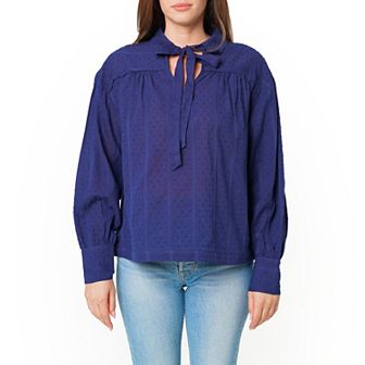 Dotted Tie Neck Blouse