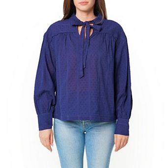 Dotted Tie Neck Blouse