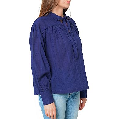 Dotted Tie Neck Blouse
