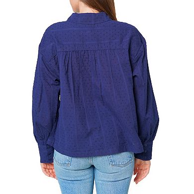 Dotted Tie Neck Blouse