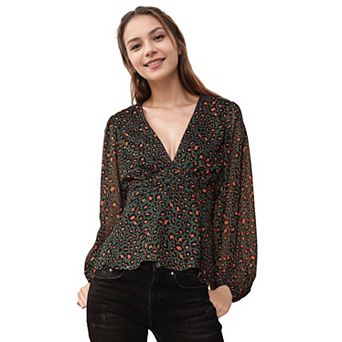 V-neck Peasant Sleeve Blouse