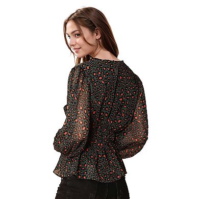 V-neck Peasant Sleeve Blouse