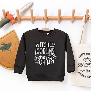 Witches Goblins Ghosts Raised Print Toddler Graphic Sweatshirt