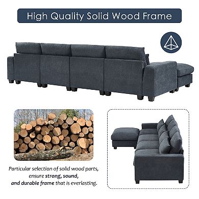 Modern Large L-shape Feather Filled Sectional Sofa