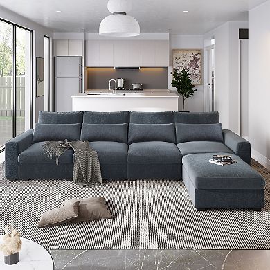 Modern Large L-shape Feather Filled Sectional Sofa