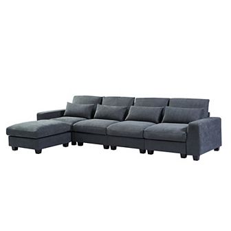 Modern Large L-shape Feather Filled Sectional Sofa
