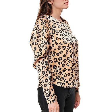 Leopard Print Balloon Shoulder Top