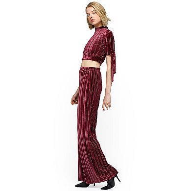 Velvet Wide Leg High Waist Pants