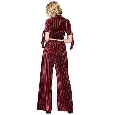 Velvet Wide Leg High Waist Pants