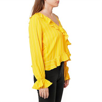 Women's Asymmetrical Shoulder Ruffle Blouse