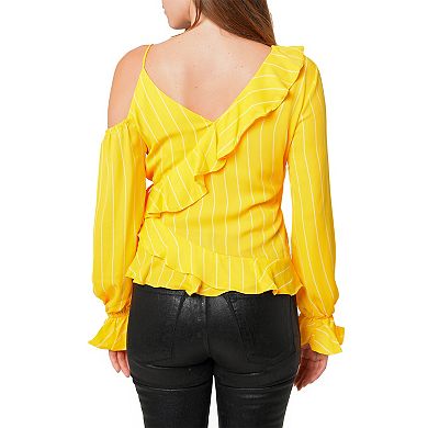 Women's Asymmetrical Shoulder Ruffle Blouse