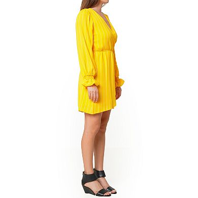 Smocked Bell Sleeve Wrap Dress