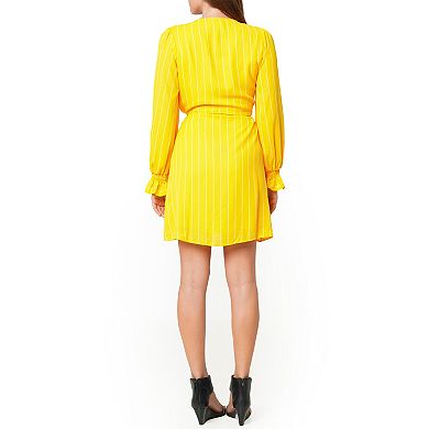 Smocked Bell Sleeve Wrap Dress