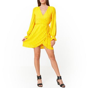 Smocked Bell Sleeve Wrap Dress