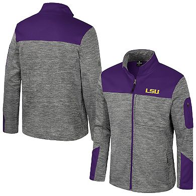 Men's Colosseum Gray/Purple LSU Tigers Guard Full-Zip Jacket