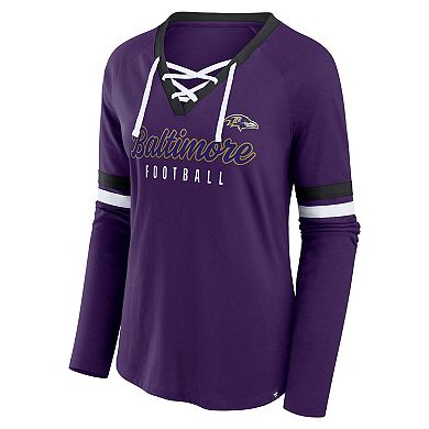 Women's Fanatics Purple Baltimore Ravens Plus Size Lace-Up V-Neck Long ...