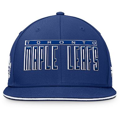 Men's Fanatics Blue Toronto Maple Leafs Fundamental Gino Stack Text Snapback Hat