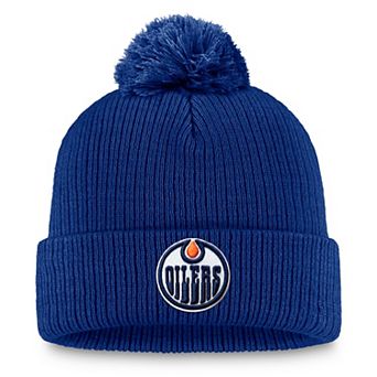 Men's Fanatics Royal Edmonton Oilers Primary Logo Cuffed Knit Hat with Pom