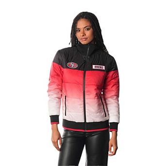 Women's The Wild Collective Scarlet San Francisco 49ers Ombre Full-Zip Puffer Jacket