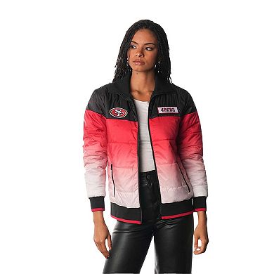 Women's The Wild Collective Scarlet San Francisco 49ers Ombre Full-Zip Puffer Jacket