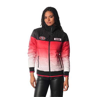 Women's The Wild Collective Scarlet San Francisco 49ers Ombre Full-Zip Puffer Jacket