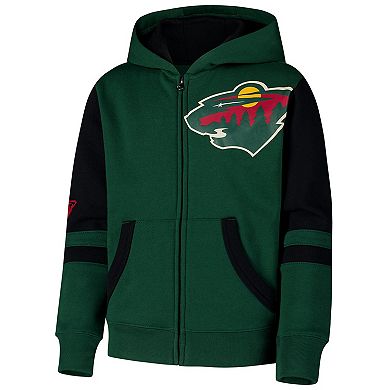 Youth Green Minnesota Wild Face Off Full-Zip Hoodie