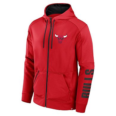 Men's Fanatics Red Chicago Bulls Baller Defender Performance Full-Zip Hoodie