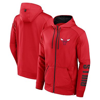 Men's Fanatics Red Chicago Bulls Baller Defender Performance Full-Zip Hoodie