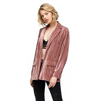 Women's Velvet Blazer With Flap Pockets