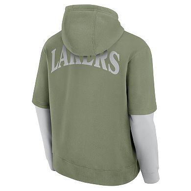 Men's Fanatics Olive Los Angeles Lakers Elements Sleek Pullover Hoodie