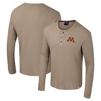 Men's Colosseum Tan Minnesota Golden Gophers Great Outdoors Henley Long Sleeve Shirt