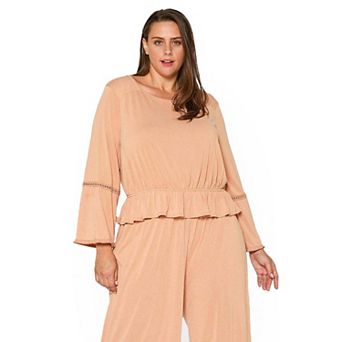 Plus Size Fringe Cuff Bell Sleeve Top