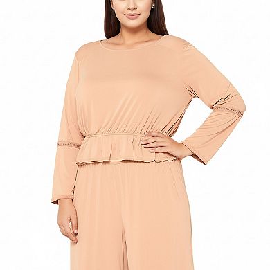 Plus Size Fringe Cuff Bell Sleeve Top