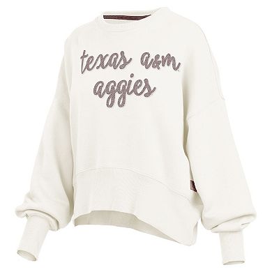 Women's Pressbox Cream Texas A&M Aggies Chelsea Oversized Pullover Sweatshirt
