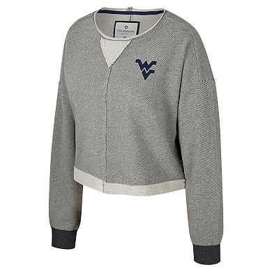 Women's Colosseum Charcoal West Virginia Mountaineers Magnum Scoop Neck Cropped Pullover Sweatshirt