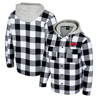 Men's Colosseum Black/White Arkansas Razorbacks Buffalo Plaid Full-Zip Jacket