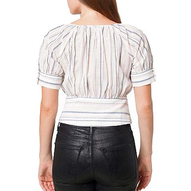 Multi Stripe Balloon Sleeve Top